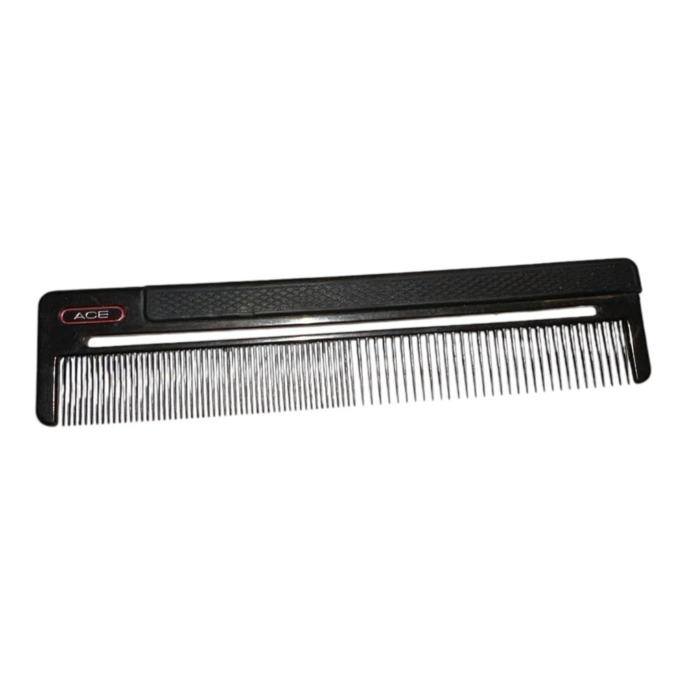 Rare Vintage Ace Comb Rubber Top Two Teeth Widths On Each Side Slot In Handle